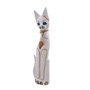 Chat en bois beige blanc cm15x6h80