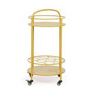 Chariot porte-bouteilles en acier ocre jaune
