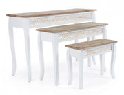 Ensemble de 3 consoles en bois blanc de style classique