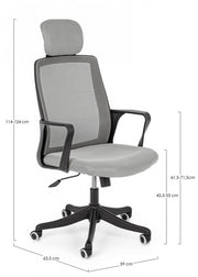 Chaise de bureau avec accoudoirs en tissu gris