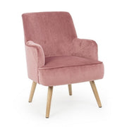 Fauteuil de salon vintage en velours Vieux Rose ADELINE 60x67x h79 cm