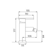 Robinet de bidet chromé Quadra pour salle de bains, 17.7 cm x 13.5 cm