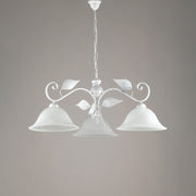 Suspension lustre blanc argent trois lumières 78x H34 cm
