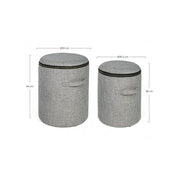 Set 2 Pouf en tissu avec bac RADMILA Gris