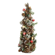 Arbre enneigé avec baies rouges et pommes de pin ø19h50 cm