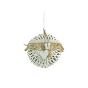 Décoration en osier blanc avec dentelle cmø26x7/5