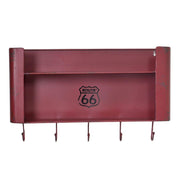 Étagère en métal rouge Bristol 2 étagères avec cintre 5 places droites cm50x10h30