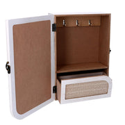 Porte-clés porte en bois blanc rectangulaire avec 3 crochets cm20x9,5x29