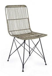 Chaise de style contemporain en acier et kubu Gris LUCILA 45x55x h85 cm