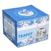 Théière en céramique blanche avec décorations crème cmø15h16