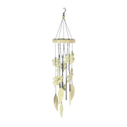 Cloche en métal blanc avec fleurs et feuilles cm12x12h61