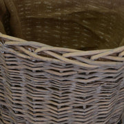 Panier à bois de chauffage ovale en osier avec 1-2 poignées doublées de jute naturel cm57x46h46