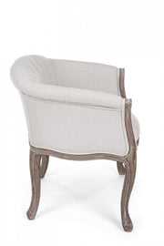 Fauteuil classique en bois et tissu naturel Diva