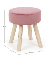 Tabouret Adeline en bois effet velours rose 38h cm