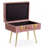 Tabouret avec bac en velours Vieux Rose POLINA 50x34x h42 cm