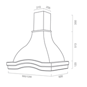 Hotte de cuisine rustique blanche EGIZIA avec cadre en bois incrusté couleur tabac 90 cm
