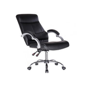 Fauteuil de bureau inclinable Lisbon en similicuir noir avec accoudoirs
