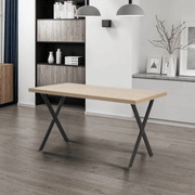 Table rectangulaire Bryan chêne noir pieds croisés 139x80x76