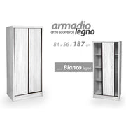 Armoire avec portes coulissantes blanches avec double compartiment 84 x 56 x 187 h cm