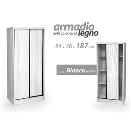 Armoire avec portes coulissantes blanches avec double compartiment 84 x 56 x 187 h cm