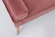 Banc pieds or rose design velours vieux rose