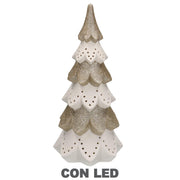 Sapin en céramique or blanc avec led cmø14h29