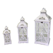 1-3 lanterne carrée en bois de métal blanchi cm32x32h78