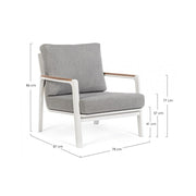Fauteuil d'extérieur en aluminium-bois avec coussin blanc
