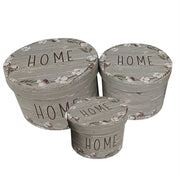 Boîte ronde en éco-cuir 1-3 home gris cm ø27h18