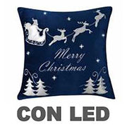 Coussin led en tissu avec renne bleu cm40x40x12