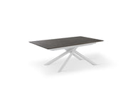 Table extensible avec plateau rouille et pieds blancs 170/270x90x76h cm