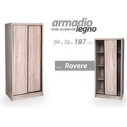 Armoire à portes coulissantes en chêne avec double compartiment 84 x 56 x 187 h cm