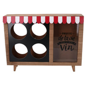 Porte-bouteilles en bois 4 places avec porte-bouchon bistro rectangulaire cm38x25h8