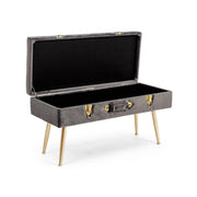Banc en velours avec rangement POLINA Gris 80x34x h42 cm