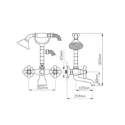 Mitigeur de baignoire avec douchette en laiton antique
