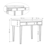 Bureau à l'éponge blanc avec les jambes noires et le tiroir h 81,40 x p 61,80 x l 100 cm