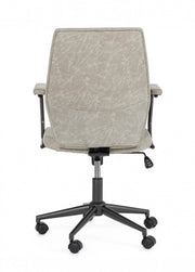 Fauteuil de bureau à dossier bas en éco-cuir gris clair Jamie