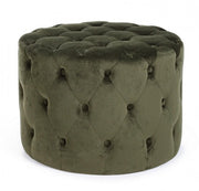 Pouf vintage en velours vert cm 60 x 42 h
