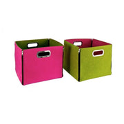 Coffret en feutrine avec zip vert fuchsia assorti