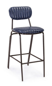 Tabouret de bar vintage simili cuir bleu DEBBIE 44x51x h100 cm