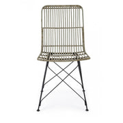 Chaise de style contemporain en acier et kubu Gris LUCILA 45x55x h85 cm
