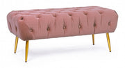 Banc de meuble pouf rose avec pieds 103 x46x40h cm