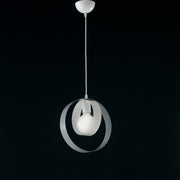Lustre chambre suspension en fer Blanc Gris une lumière 25x h27 cm