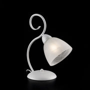 Lampe à poser en fer blanc abat-jour shabby en verre albâtre blanc une lumière 26x h32 cm