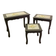 Set de 3 tables roses l-4039 cm63x39h54