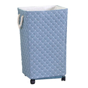Panier de tissu bleu rectangulaire avec roues CM40x30H70