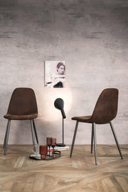 Chaise vintage en similicuir et assise moka 44x50x84h cm