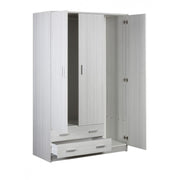 Armoire trois portes deux tiroirs blancs 115x52x H180 cm
