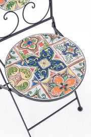 Chaise de jardin d'extérieur en acier avec céramique pliante