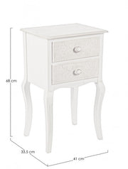 Commode en bois blanc 2 tiroirs Clorine 41 x 33,5 x 68 cm